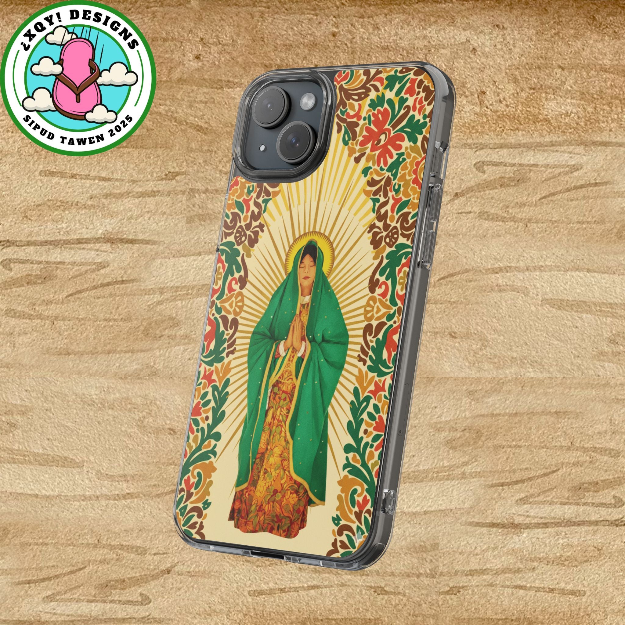 Virgin of Guadalupe Phone Case — Cut-Paper Style Religious Christian iPhone Samsung Pixel