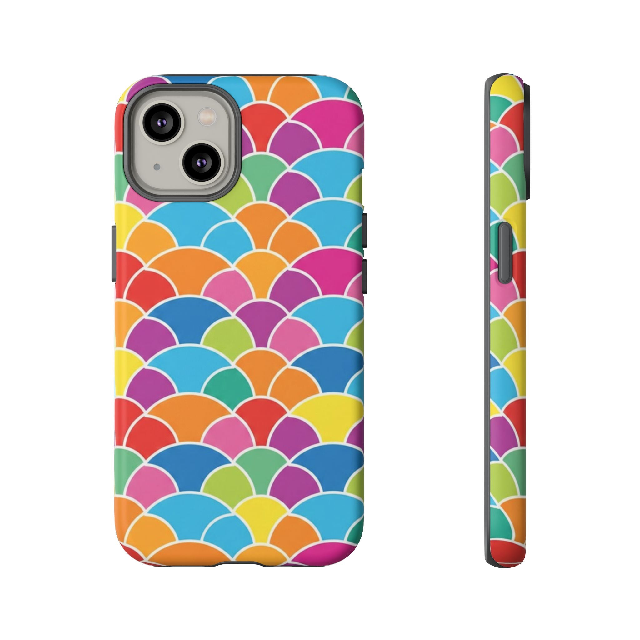 Colorful Scallop Pattern Phone Case Vibrant Protective Mermaid Scales Cover Eye-Catching Abstract Design for Samsung iPhone Pixel Models