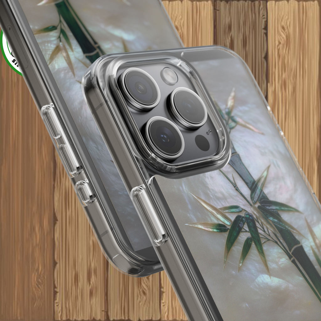 Phone Case, Mother of Pearl Bamboo Floral Design Impact-Resistant Cover, Protective Shell, Unique Gift, Accessories