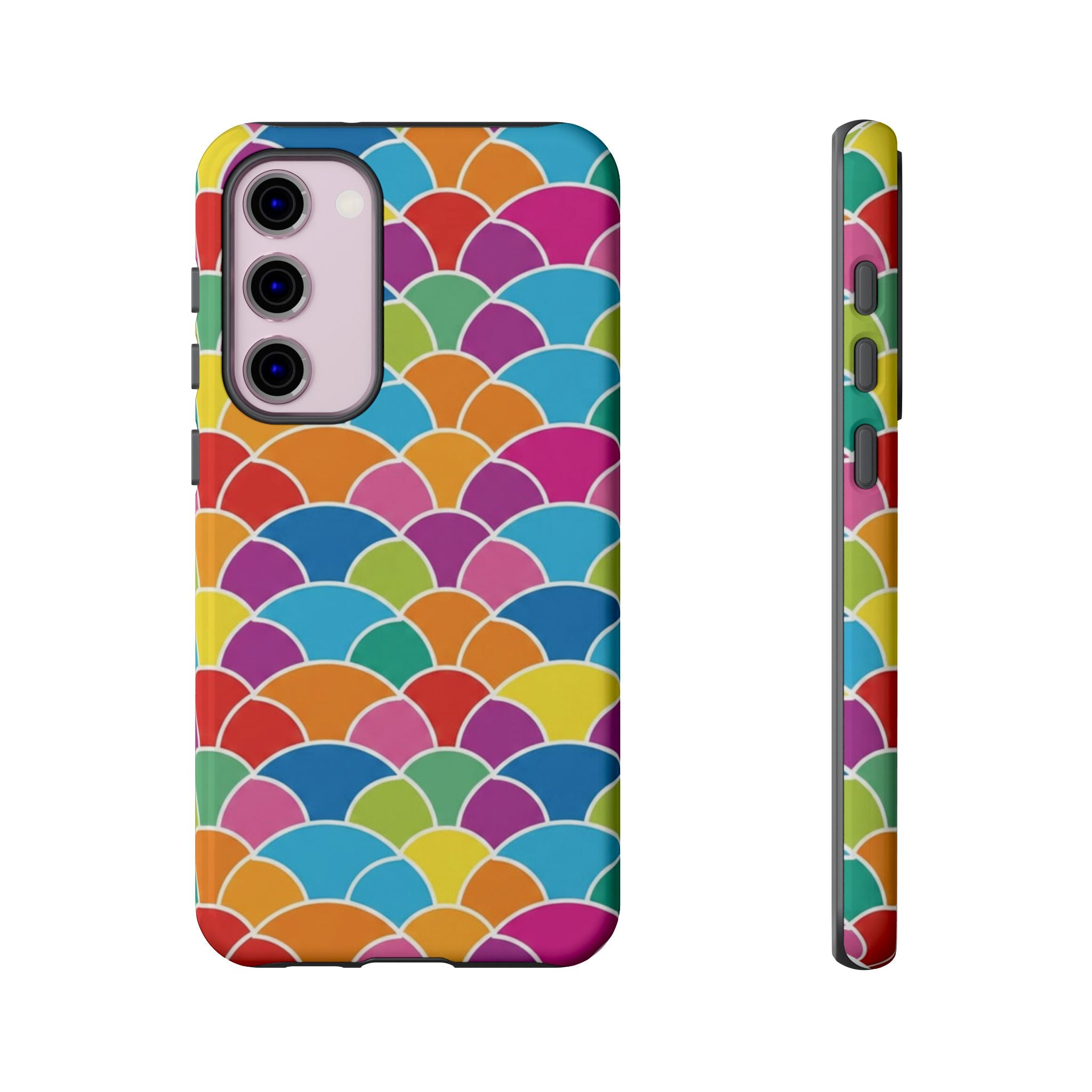 Colorful Scallop Pattern Phone Case Vibrant Protective Mermaid Scales Cover Eye-Catching Abstract Design for Samsung iPhone Pixel Models