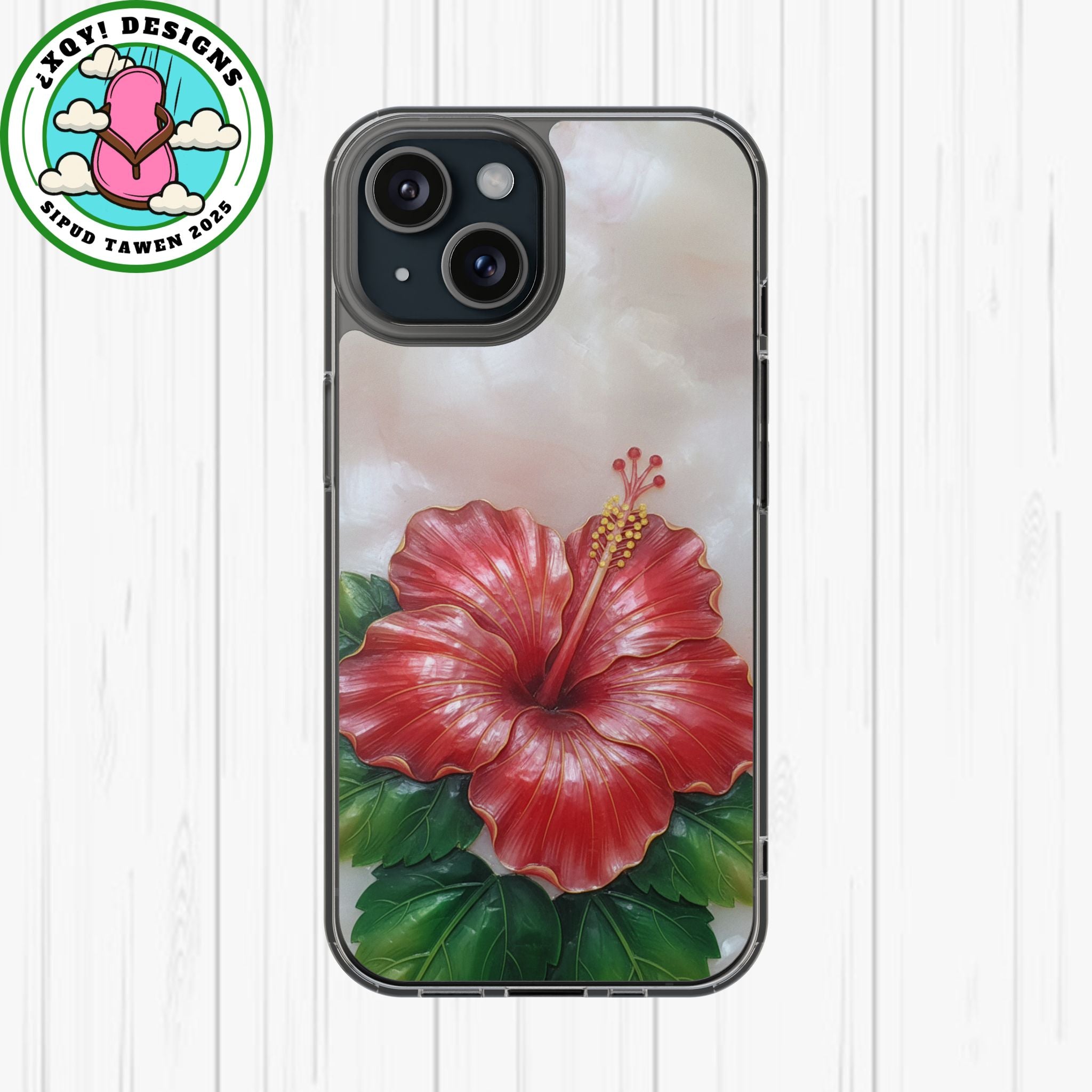 Unique Red flower art Phone Case Floral relief carving Red hibiscus sculpture Decorative tropical flower decor vibrant artistic