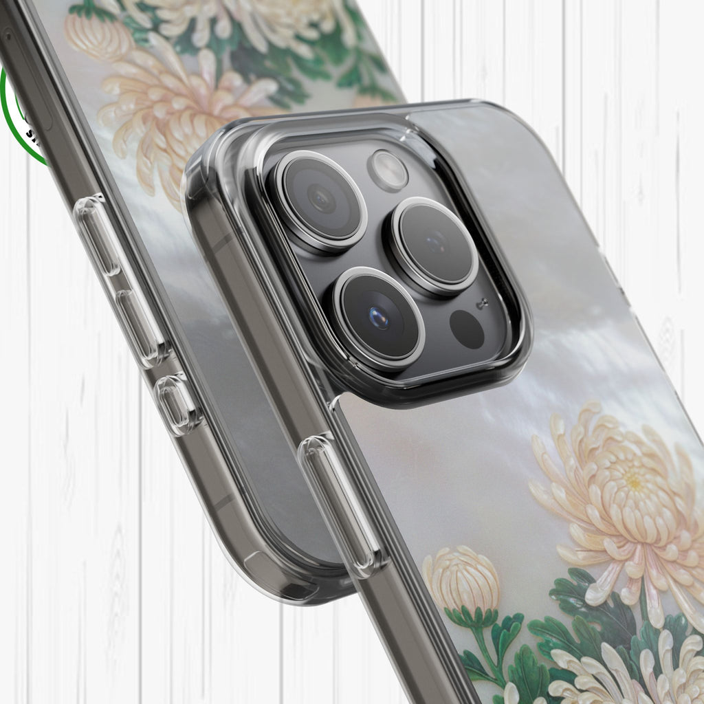 Mother of pearl inlay Phone Case Nacre art panel Chinese mother of pearl flowers Chrysanthemum wall art design elegant luxury  gift