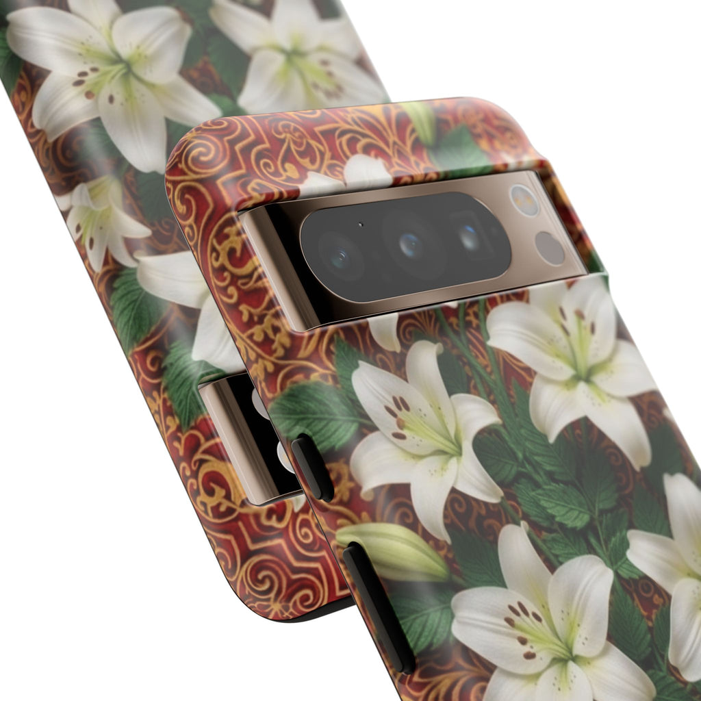 Luxury Lily Phone Case Elegant Floral Ornate Botanical Style Pristine White Bloom Motif Unique Accessory for iPhone Samsung Pixel Devices