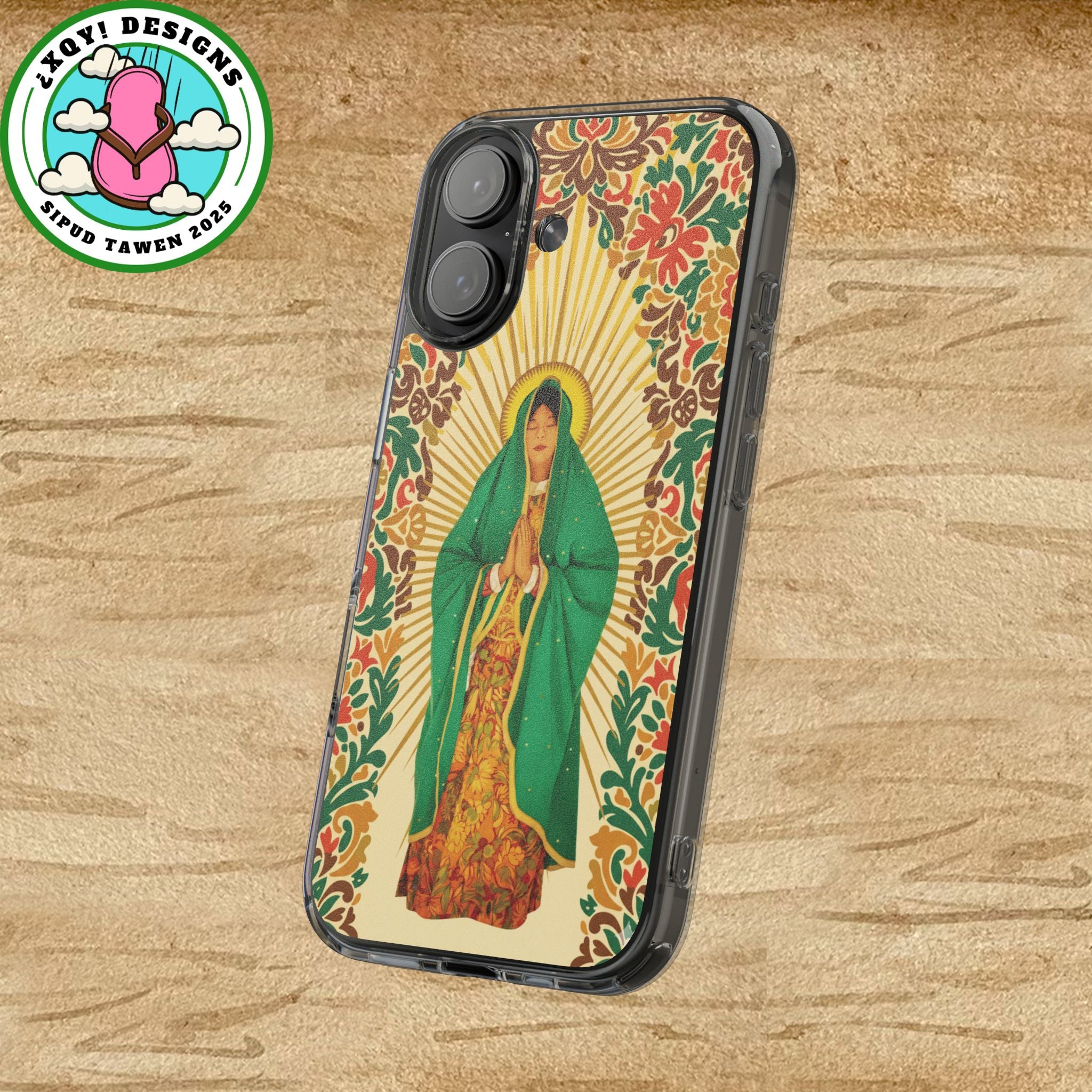 Virgin of Guadalupe Phone Case — Cut-Paper Style Religious Christian iPhone Samsung Pixel