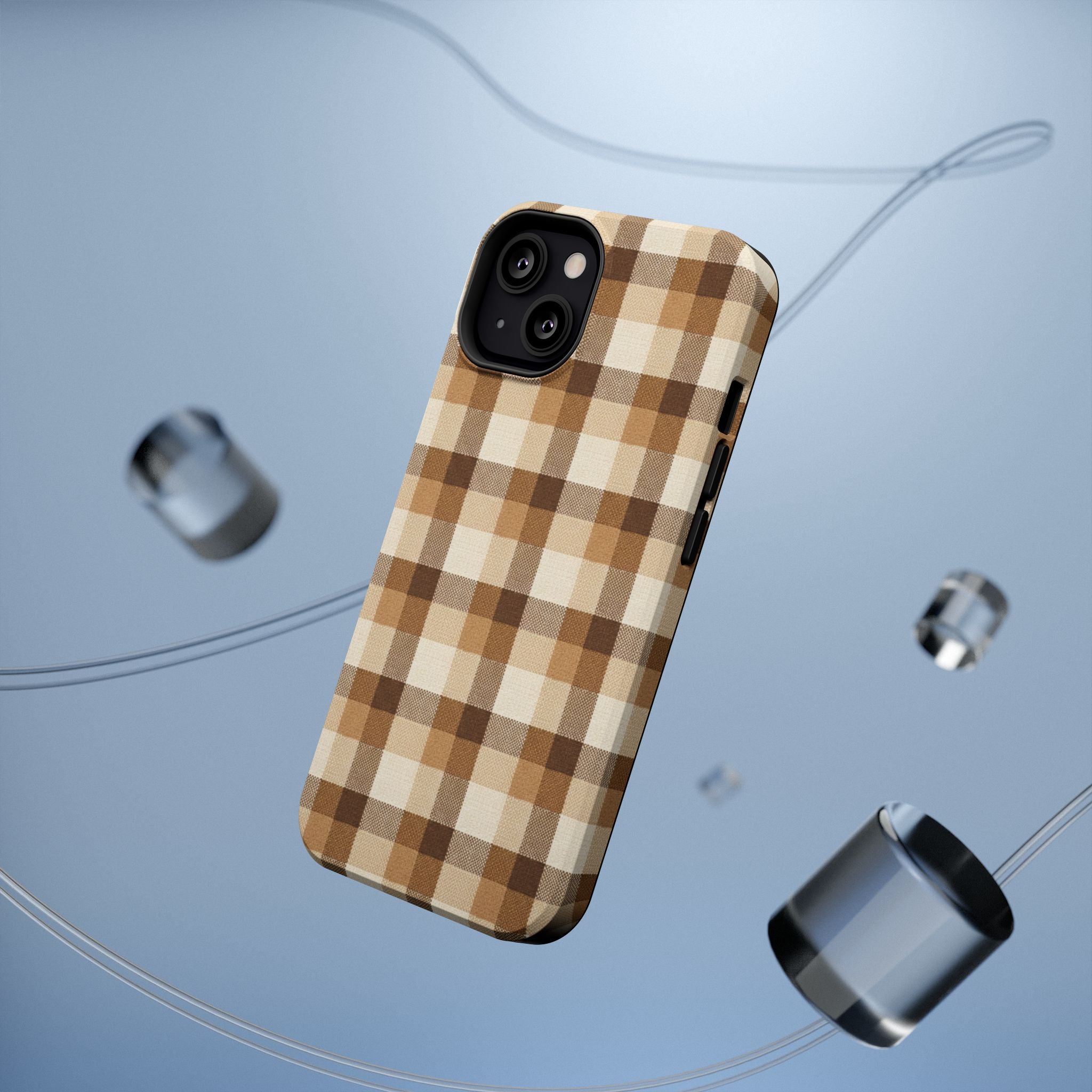 Brown Plaid Pattern Impact-Resistant Case | Checkered Phone Case