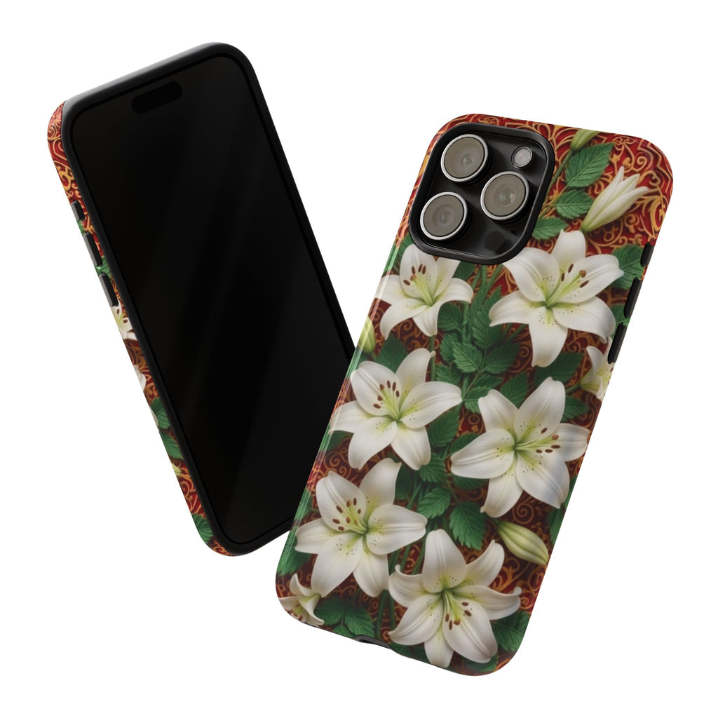 Luxury Lily Phone Case Elegant Floral Ornate Botanical Style Pristine White Bloom Motif Unique Accessory for iPhone Samsung Pixel Devices