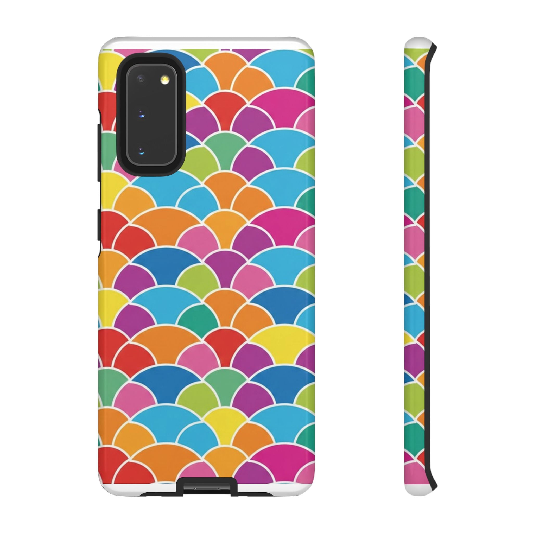 Colorful Scallop Pattern Phone Case Vibrant Protective Mermaid Scales Cover Eye-Catching Abstract Design for Samsung iPhone Pixel Models