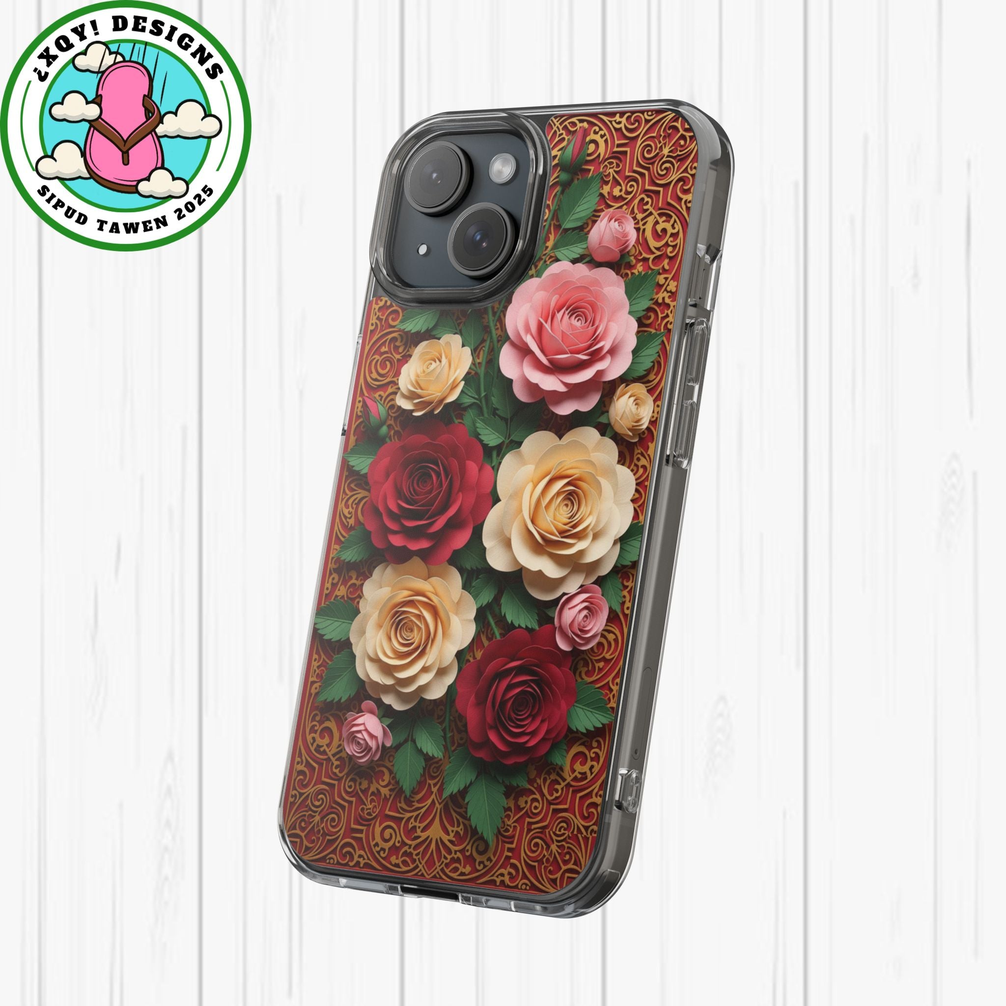 Cut-Paper Rose Bouquet Phone Case