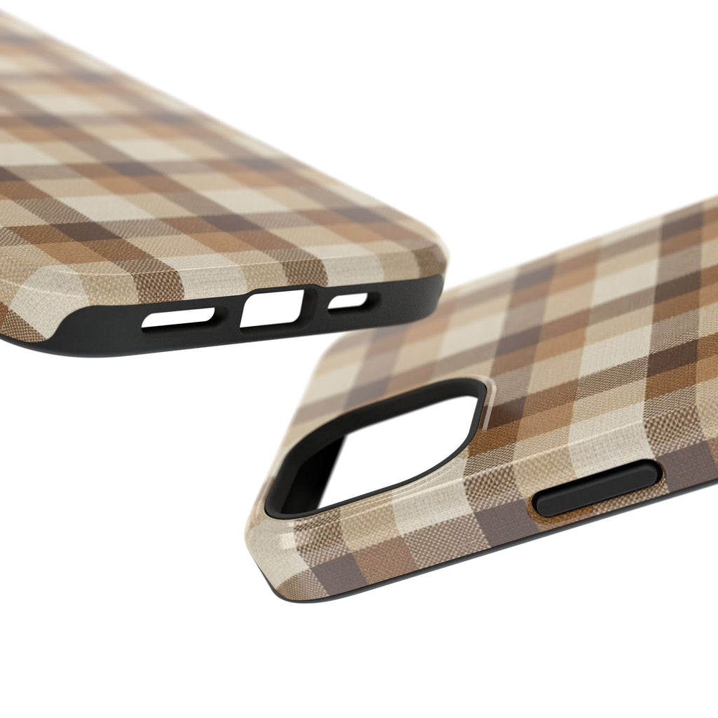 Brown Plaid Pattern Impact-Resistant Case | Checkered Phone Case