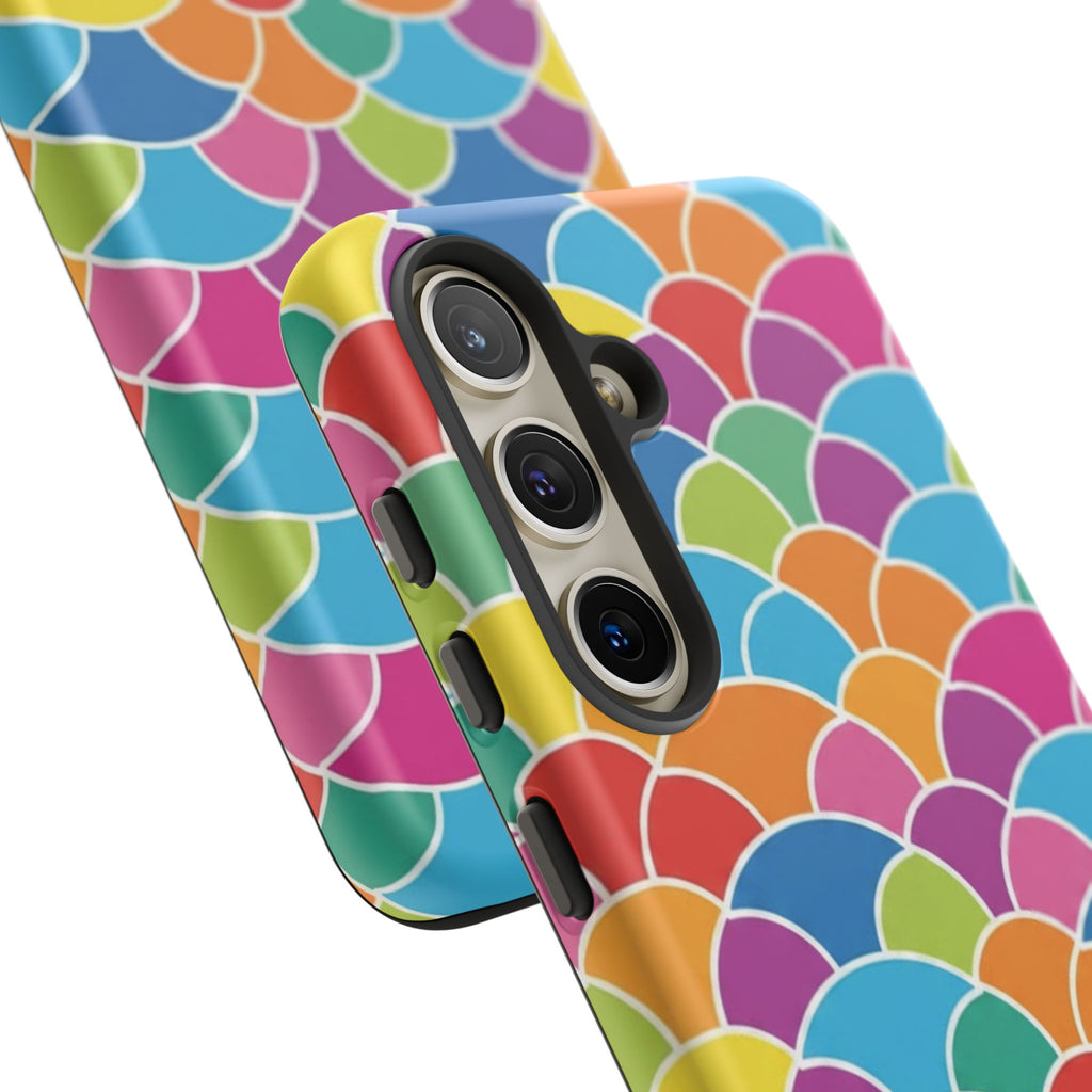 Colorful Scallop Pattern Phone Case Vibrant Protective Mermaid Scales Cover Eye-Catching Abstract Design for Samsung iPhone Pixel Models