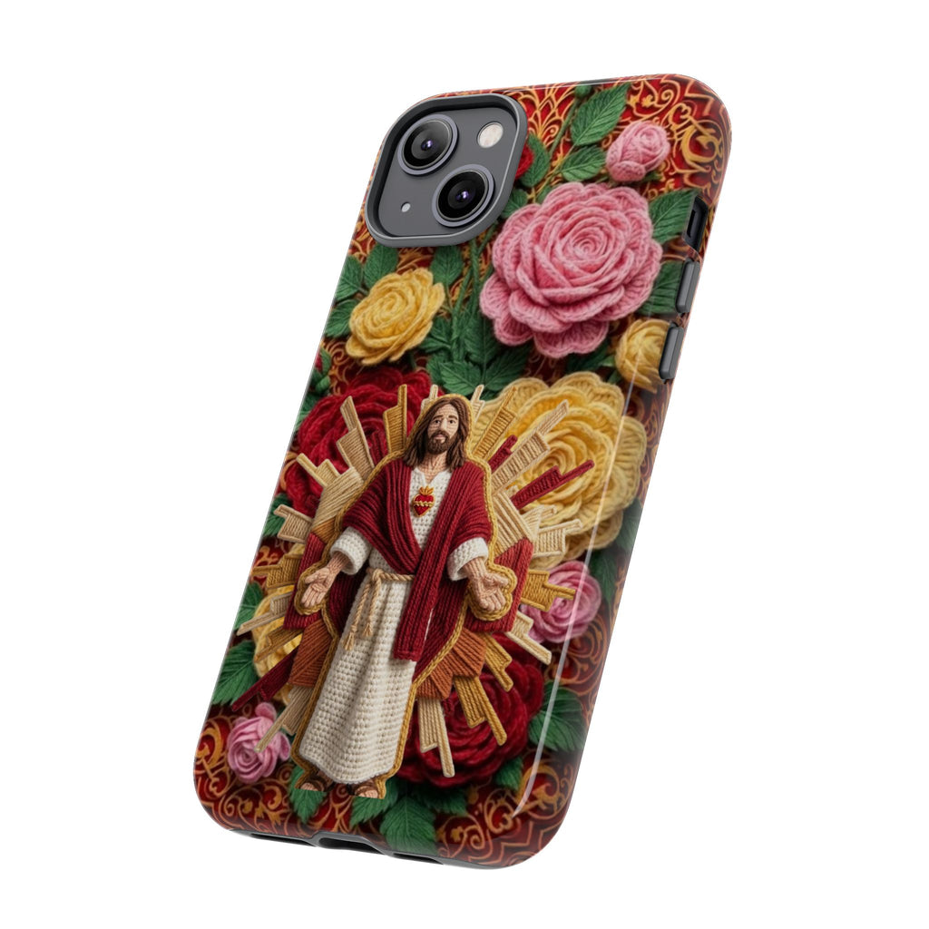 Jesus Resurrection faux-yarn phone case | Resurrection artwork phone case