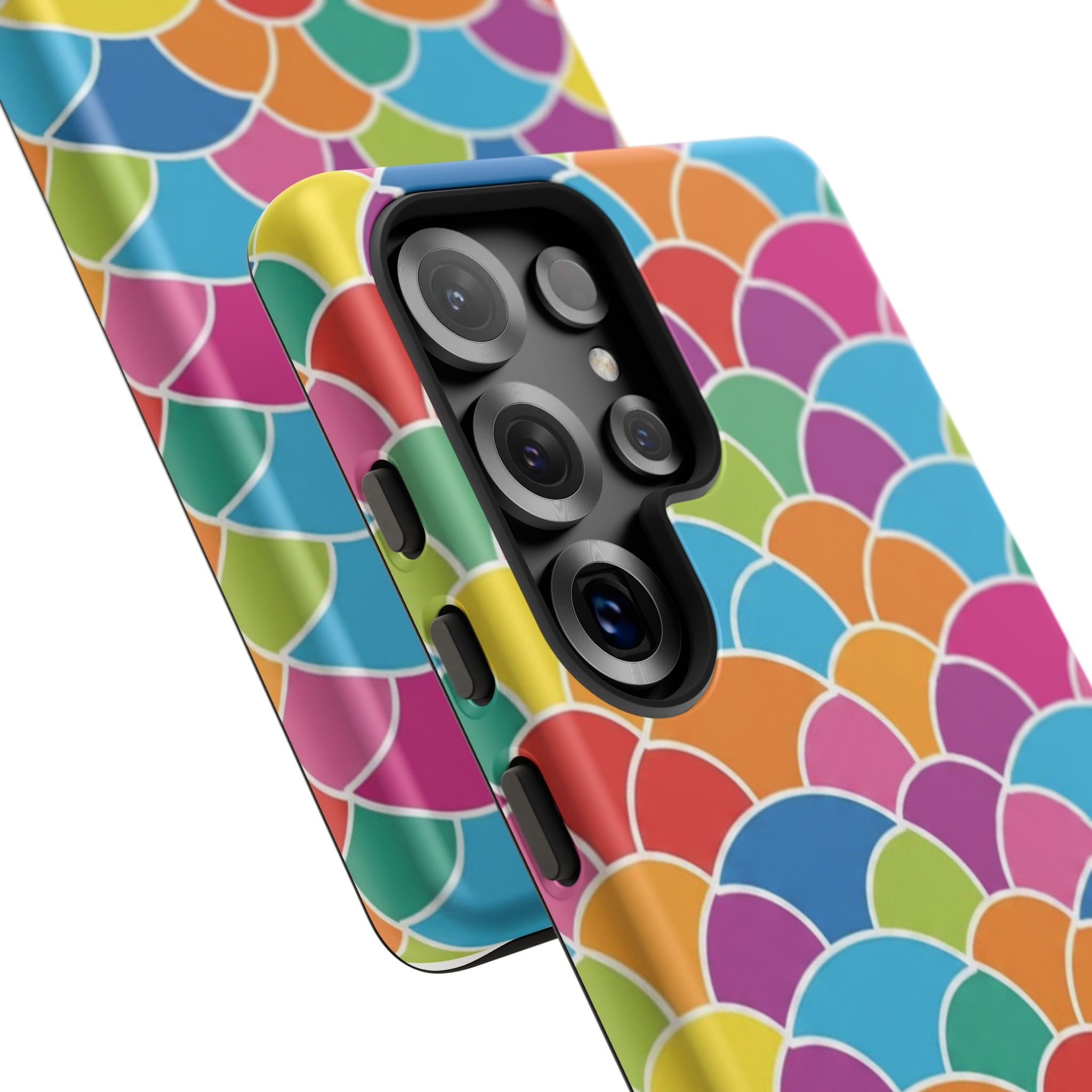 Colorful Scallop Pattern Phone Case Vibrant Protective Mermaid Scales Cover Eye-Catching Abstract Design for Samsung iPhone Pixel Models