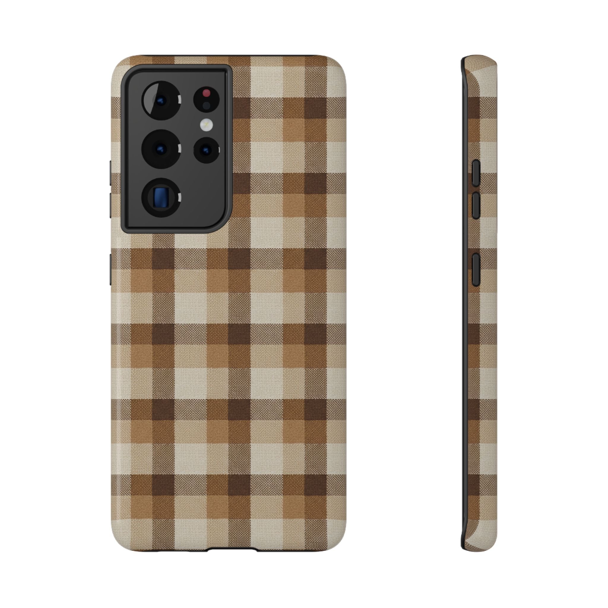 Brown Plaid Pattern Impact-Resistant Case | Checkered Phone Case