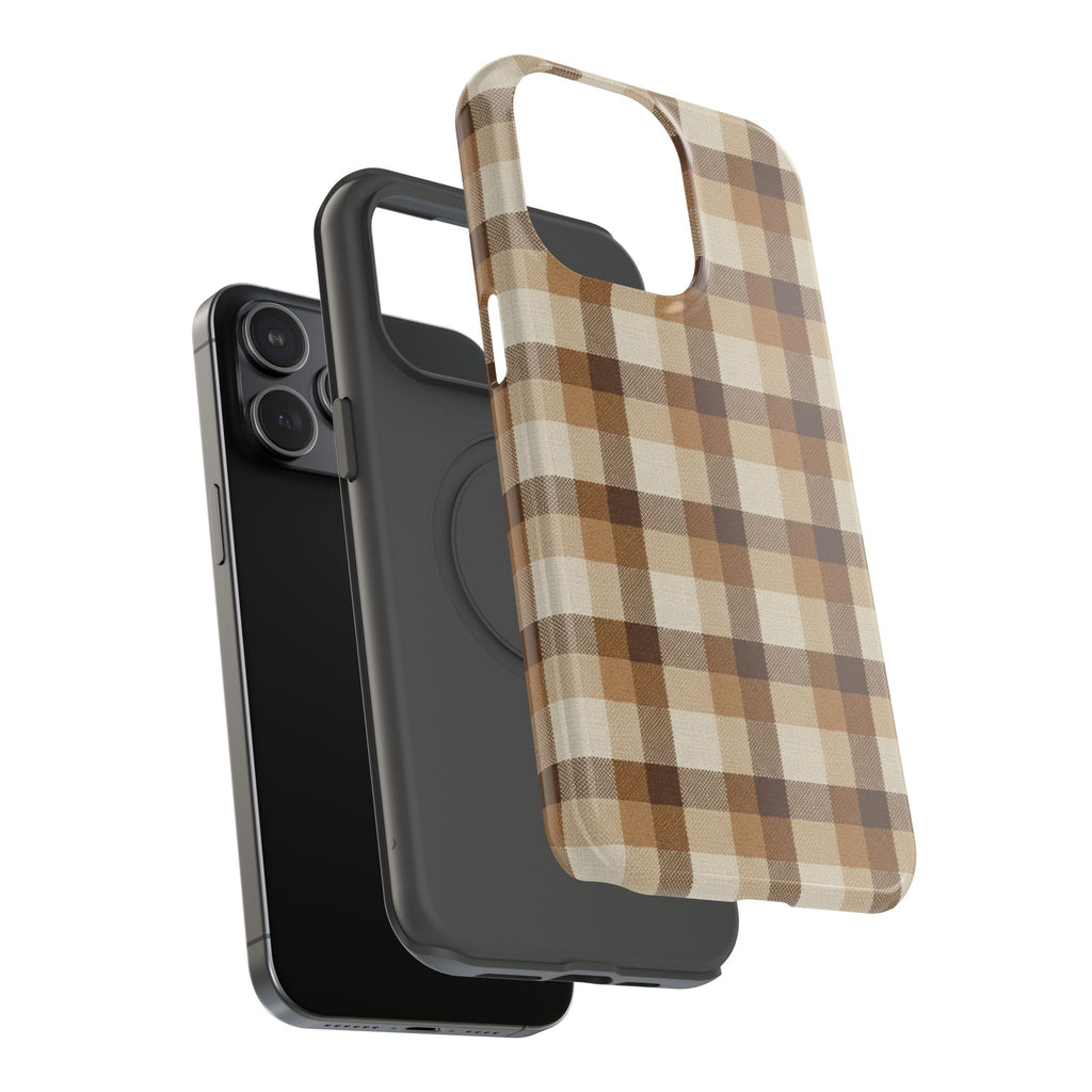 Brown Plaid Pattern Impact-Resistant Case | Checkered Phone Case