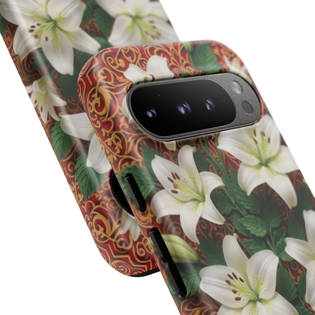 Luxury Lily Phone Case Elegant Floral Ornate Botanical Style Pristine White Bloom Motif Unique Accessory for iPhone Samsung Pixel Devices