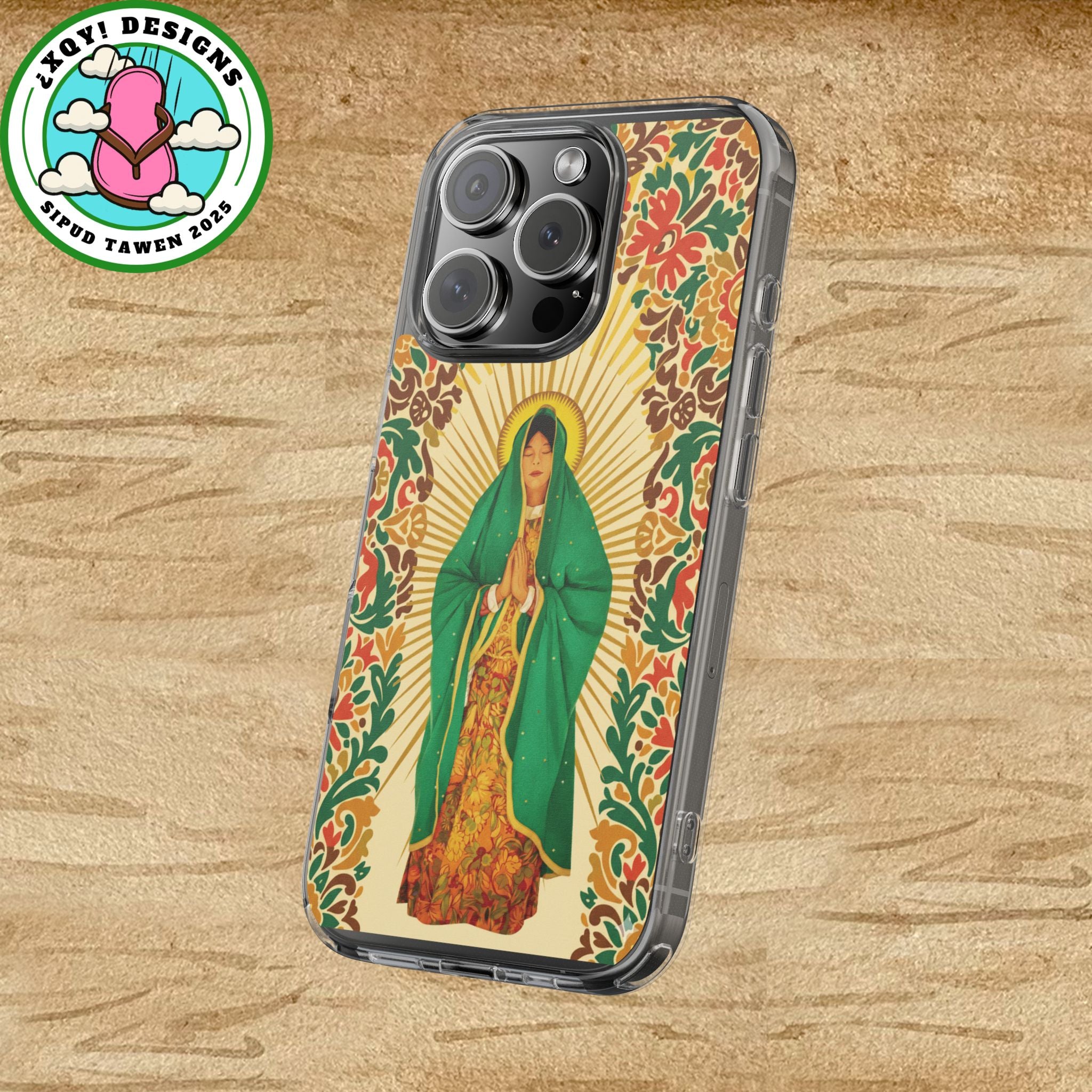Virgin of Guadalupe Phone Case — Cut-Paper Style Religious Christian iPhone Samsung Pixel