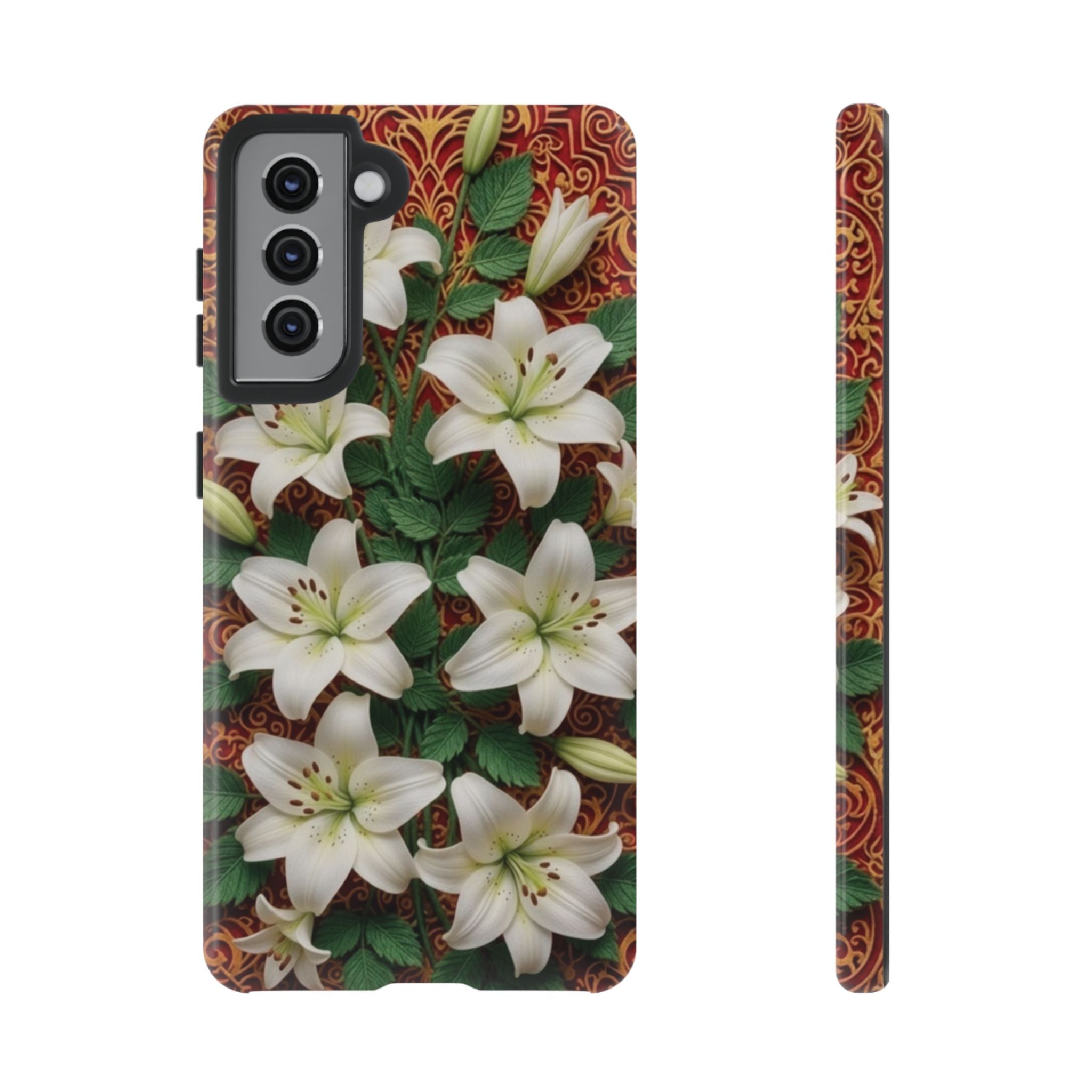Luxury Lily Phone Case Elegant Floral Ornate Botanical Style Pristine White Bloom Motif Unique Accessory for iPhone Samsung Pixel Devices