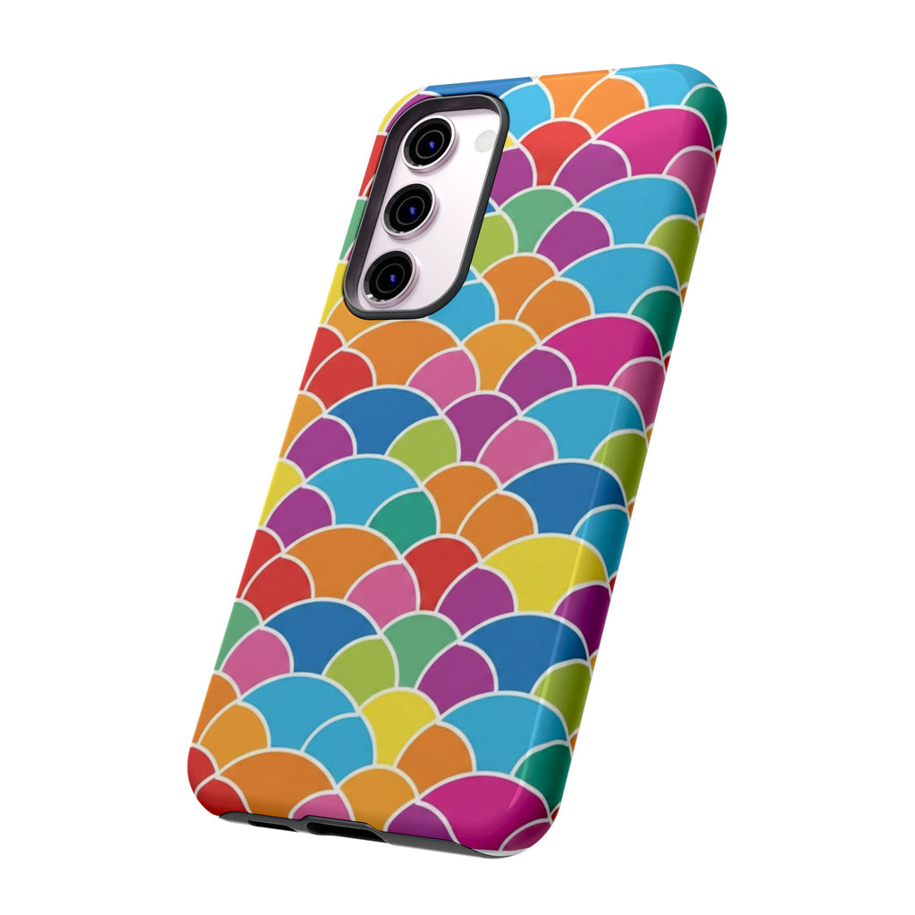 Colorful Scallop Pattern Phone Case Vibrant Protective Mermaid Scales Cover Eye-Catching Abstract Design for Samsung iPhone Pixel Models