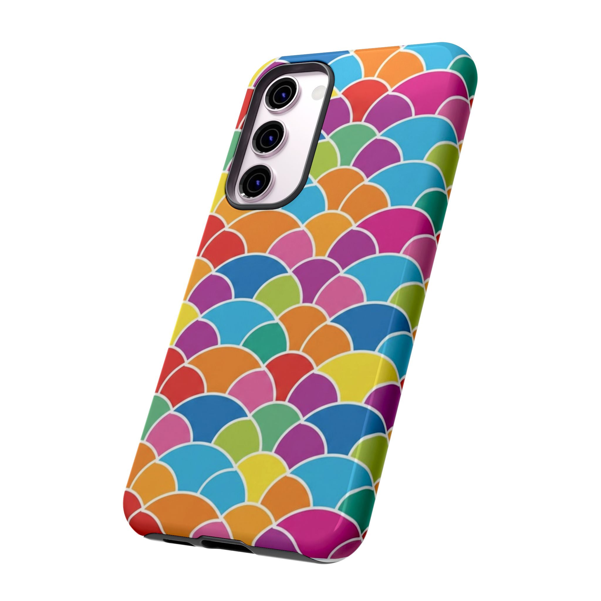 Colorful Scallop Pattern Phone Case Vibrant Protective Mermaid Scales Cover Eye-Catching Abstract Design for Samsung iPhone Pixel Models