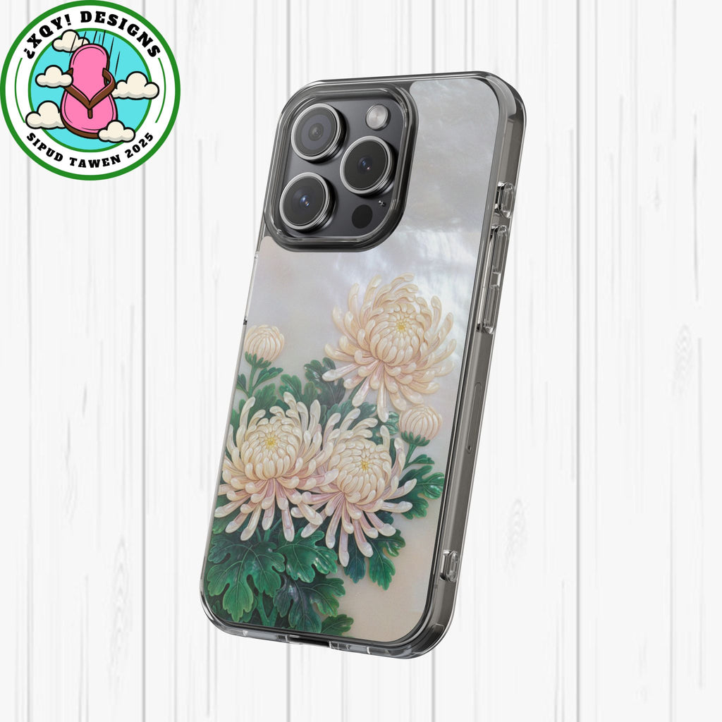 Mother of pearl inlay Phone Case Nacre art panel Chinese mother of pearl flowers Chrysanthemum wall art design elegant luxury  gift