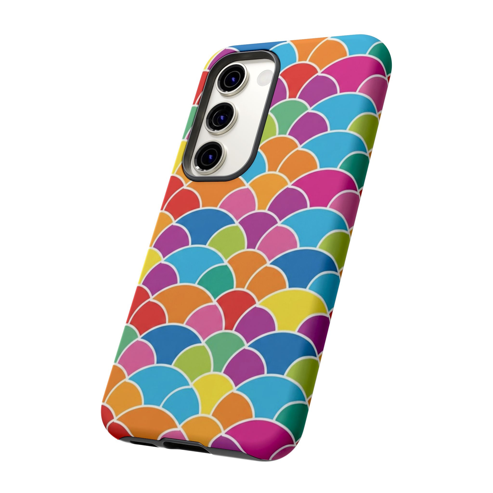 Colorful Scallop Pattern Phone Case Vibrant Protective Mermaid Scales Cover Eye-Catching Abstract Design for Samsung iPhone Pixel Models