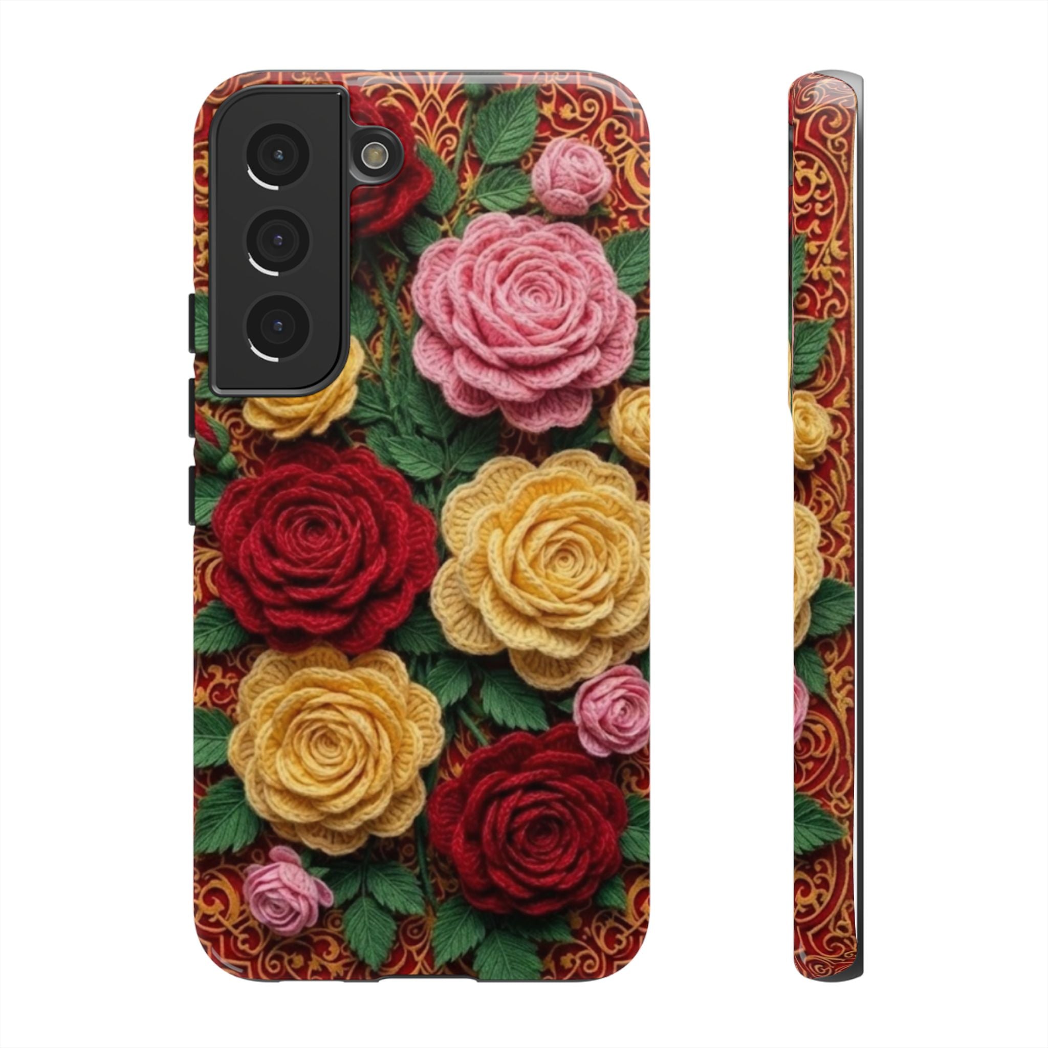 Yarn Vintage Rose Floral Phone Case Elegant Damask Pattern Smartphone Cover for Samsung Galaxy iOS Google Pixel