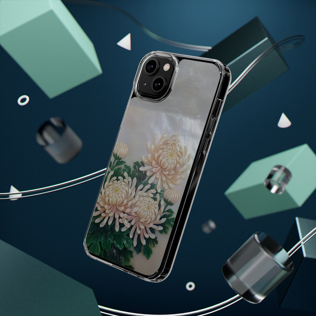 Mother of pearl inlay Phone Case Nacre art panel Chinese mother of pearl flowers Chrysanthemum wall art design elegant luxury  gift