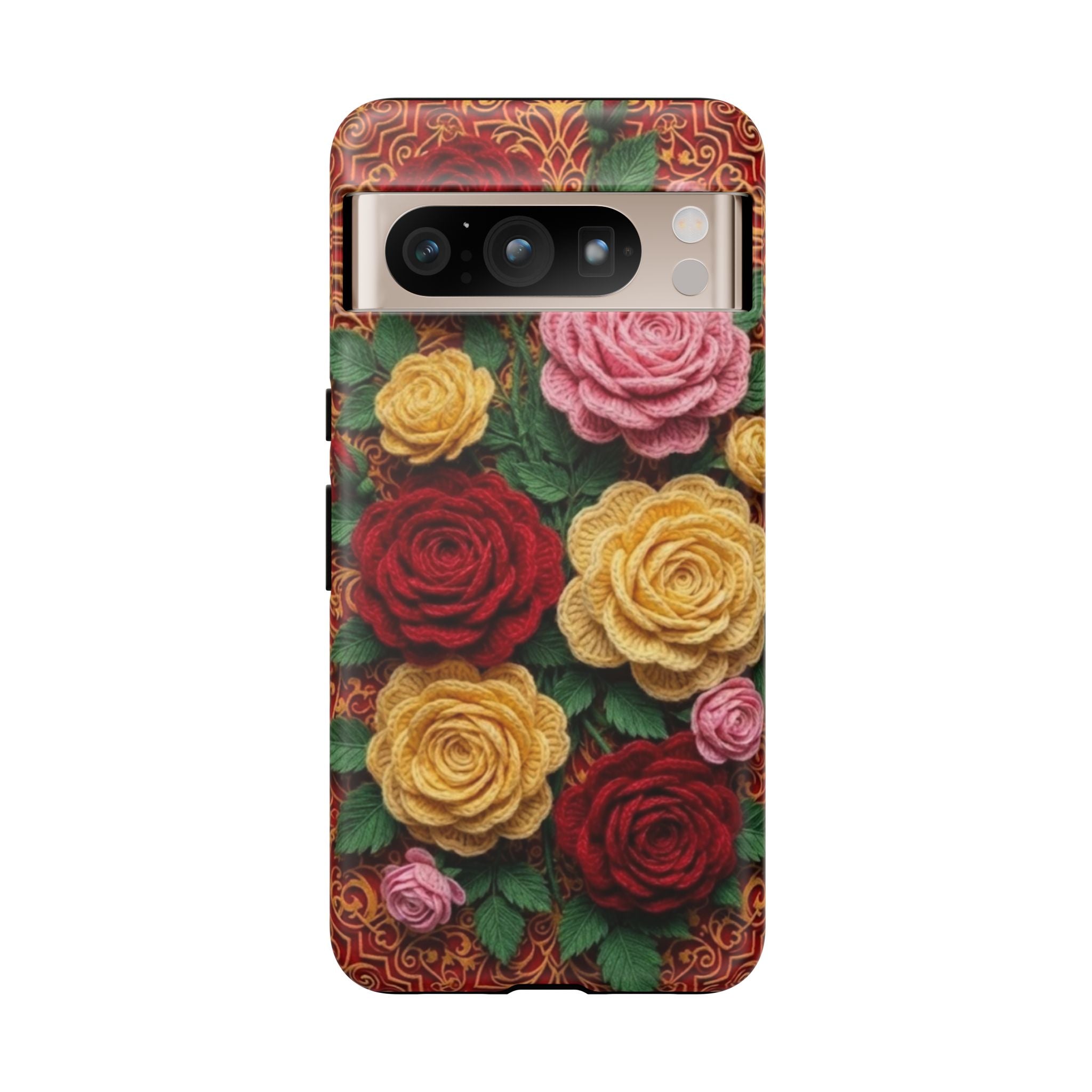 Yarn Vintage Rose Floral Phone Case Elegant Damask Pattern Smartphone Cover for Samsung Galaxy iOS Google Pixel