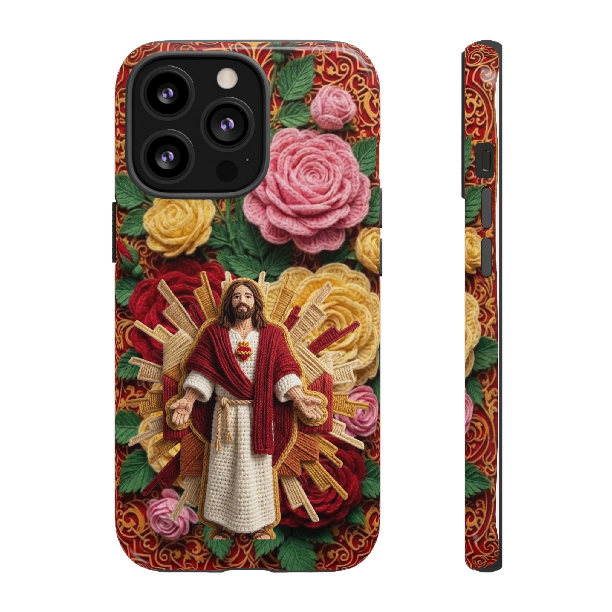 Jesus Resurrection faux-yarn phone case | Resurrection artwork phone case