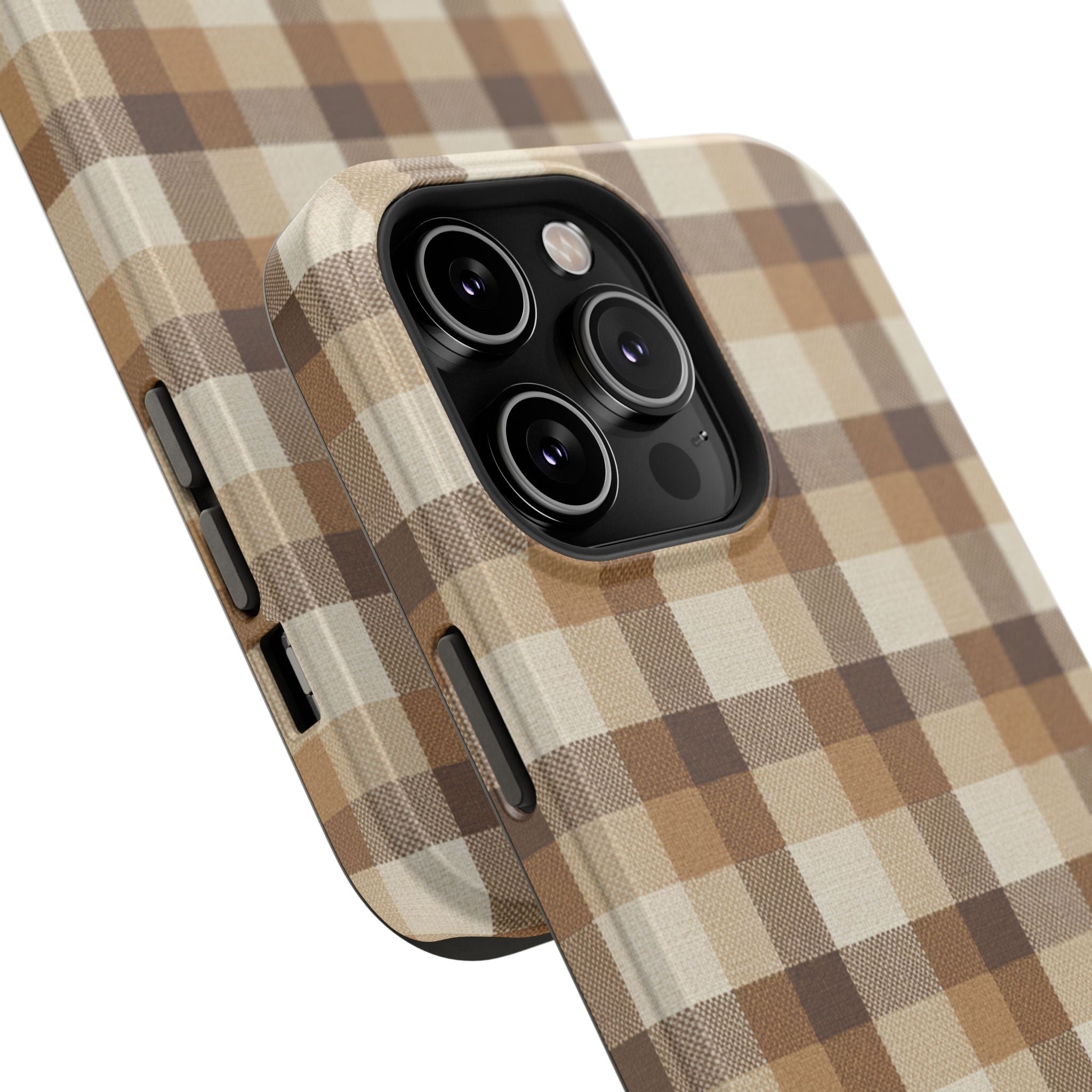 Brown Plaid Pattern Impact-Resistant Case | Checkered Phone Case